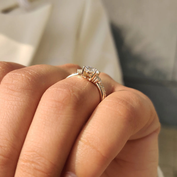 Anillo de Compromiso de Oro Amarillo Sólido de 18K con Diamante Cultivado en Laboratorio de Corte Ovalado de 2.0ct, E VS1 CVD, Certificado IGI, Joyería de Anillo de Boda para Mujer