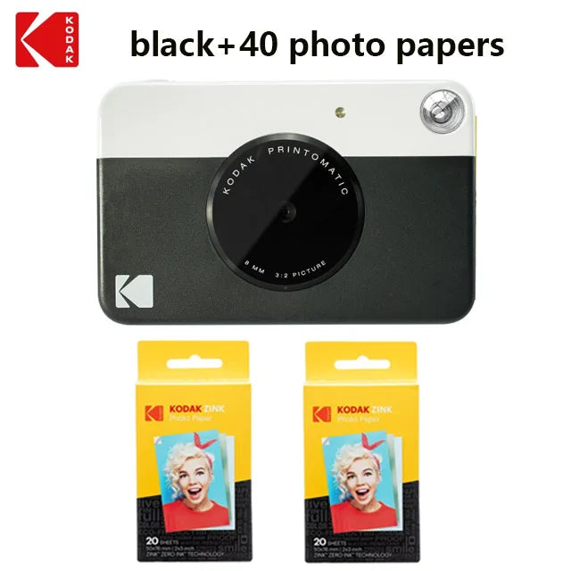 KODAK Printomatic nueva cámara de impresión instantánea Digital ZINK impresión sin tinta Color papel fotográfico impresión Flash + juego de 40 películas
