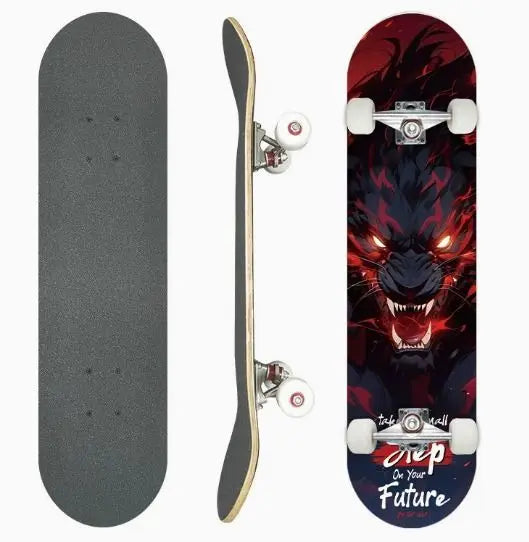 Patineta Maple de Doble Kick con 4 Ruedas, Ejes de Aleación de Aluminio, Ruedas de PU, para Adultos y Principiantes, Carga Máxima 150 kg, Patineta Urbana