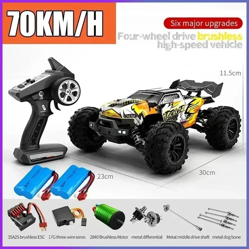 Coche teledirigido SCY16101 16102 de alta velocidad 70 km/h, coche teledirigido con tracción a las cuatro ruedas para niños, motor sin escobillas con LED