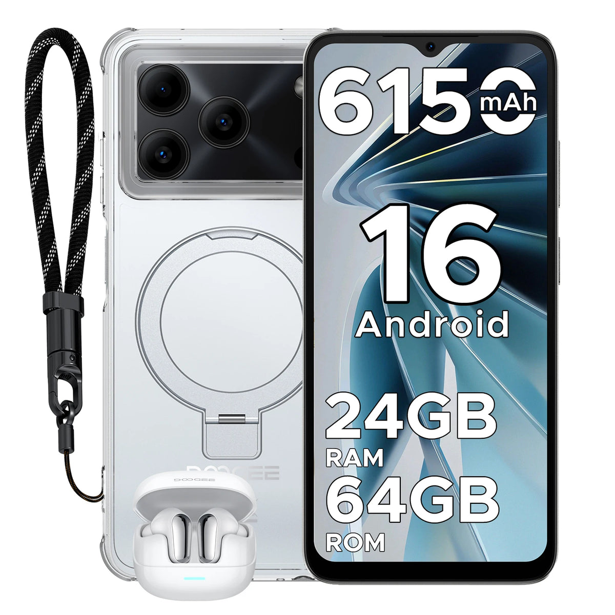 Smartphone DOOGEE Note 56 VIP Edition de última generación, Android 16, pantalla de 16", batería de 6150 mAh, 24 GB de RAM (3 + 21) y 64 GB de ROM, teléfono móvil