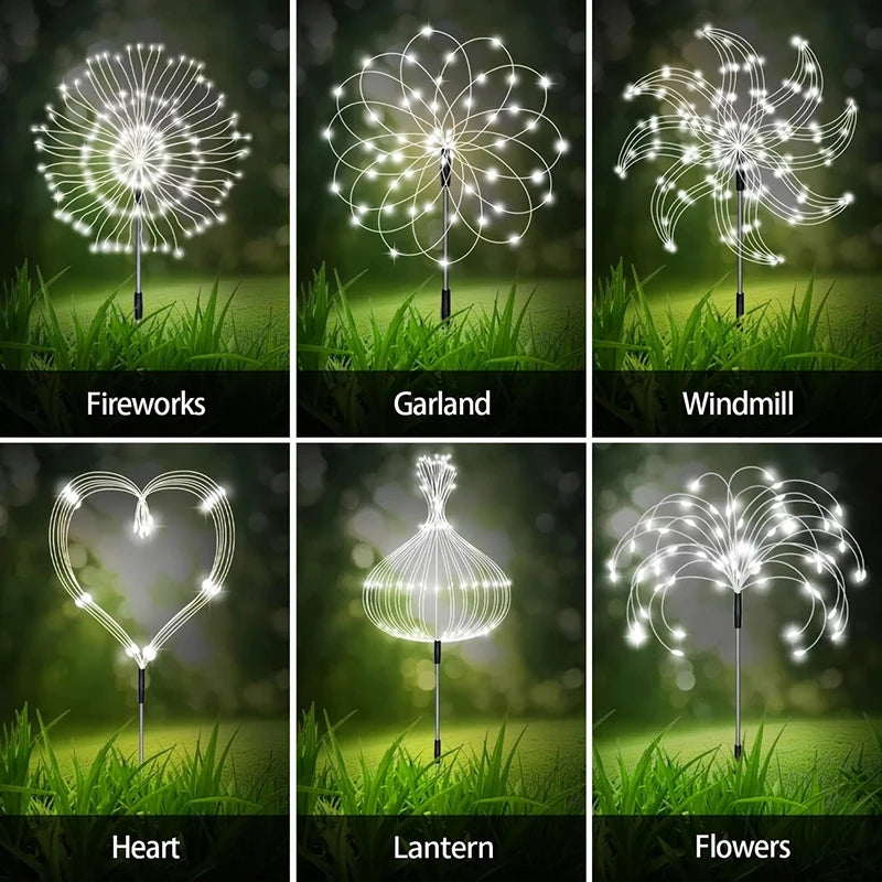 Luces solares de fuegos artificiales de 420LED, luces impermeables para decoración de jardín, luces de hadas de diente de león para Patio exterior, camino, césped y Patio
