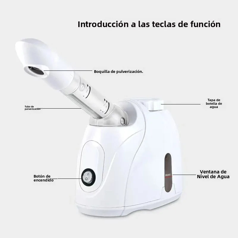 360 °   Vaporizador Facial Giratorio con Vapor Caliente, Instrumento de Belleza Multifuncional para Spa en Casa, Hidratación Profunda, Cuidado de la Piel