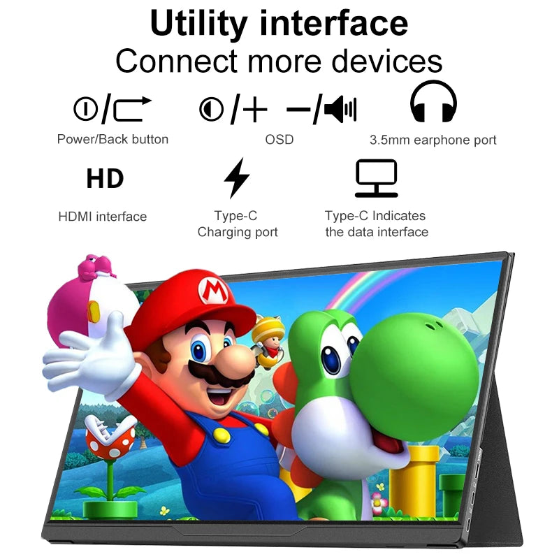 Monitor Portátil Táctil LANLIPU de 14/15.6/16 Pulgadas 1920*1200 para Teléfono Celular, Laptop, Xbox, PS4/5, Switch, Pantalla de Extensión para Computadora