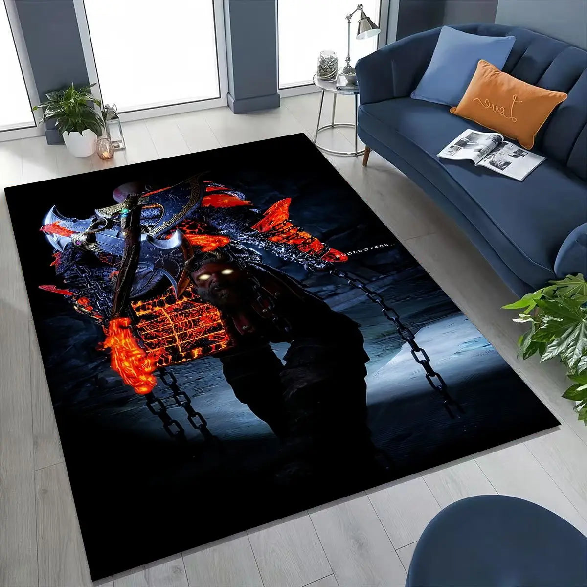 Alfombra de juego 3A de Kratos de God of War Classics para dormitorio, sala de estar, sofá, felpudo de decoración para el hogar, alfombrilla grande antideslizante para juegos de niños