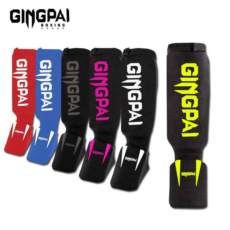 Protectores de espinilla de algodón para boxeo, MMA, TKD, Kickboxing, Muay Thai, con protección de empeine, tobillo y pie, y soporte para pierna para entrenamiento