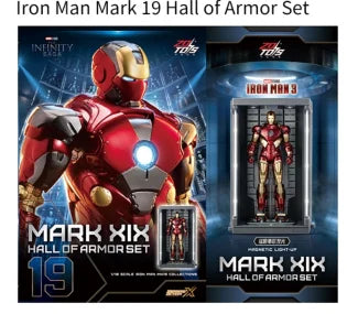Vitrina con luz LED para hangar de Iron Man de Zd Toys, expositor para figuras de acción de Iron Man, almacenamiento de modelos coleccionables, regalo para aficionados