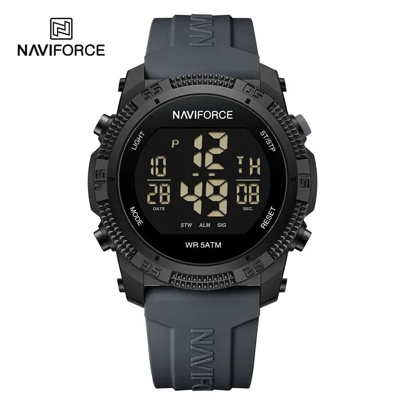 Reloj NAVIFORCE para hombre, digital LCD, a la moda, casual, con visualización de fecha y día de la semana, alarma, resistente al agua 3ATM, correa de silicona, reloj electrónico