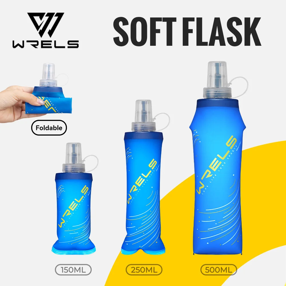 Botellas de Agua Plegables Suaves WRELS, Libres de BPA, Botella de Agua Plegable Ligera para Camping, Senderismo y Viajes, Botella de Agua Suave de TPU
