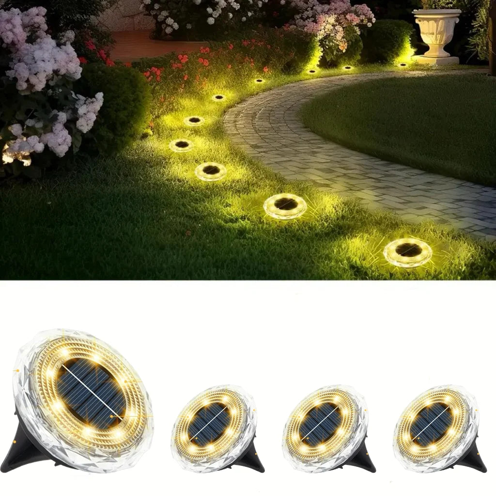 Lote de 4/8/16 luces solares LED para exterior, focos enterrados de luz blanca cálida para jardín, patio, césped o camino