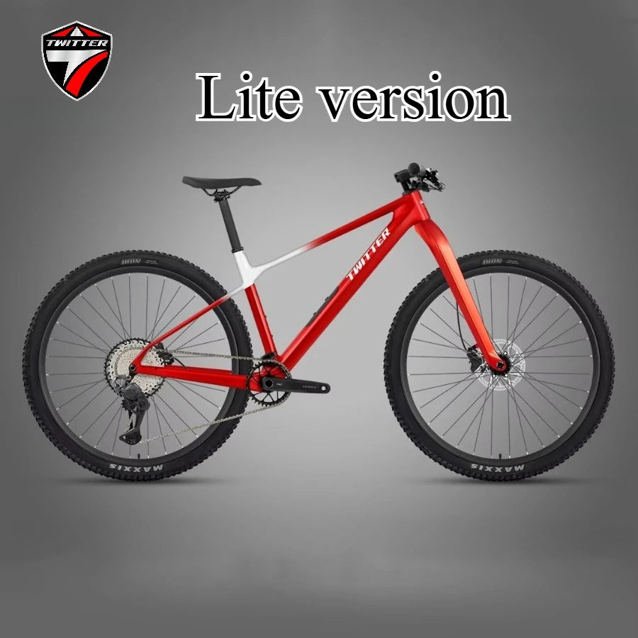 Bicicleta de montaña de fibra de carbono para campo a través (XC), freno de disco hidráulico, velocidad variable electrónica TWITTER M10 SENTYEH ES800-13S/XT/M8100-12S
