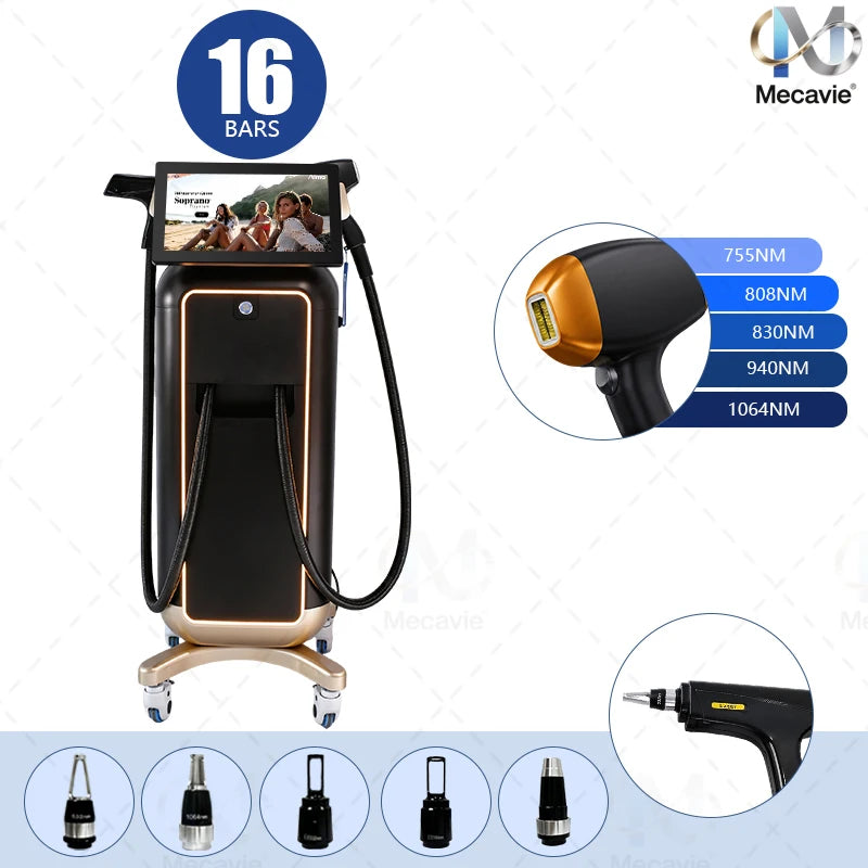 Máquina Vertical 2 en 1 de Depilación Láser de Diodo y Eliminación de Tatuajes con Picosegundos, Peeling de Carbono, Eliminación de Pigmentos de Cejas y Manchas
