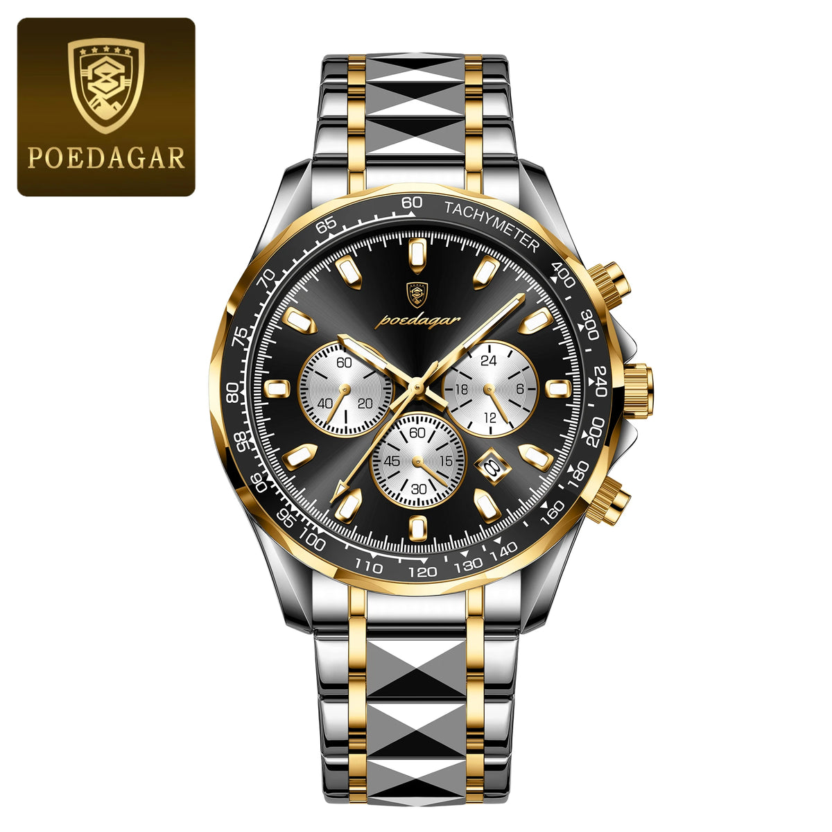 POEDAGAR Luxury Brand Men Watch Waterproof Luminous Stainless Steel Men's Watches Chronograph Date Quartz Business Watch For Man