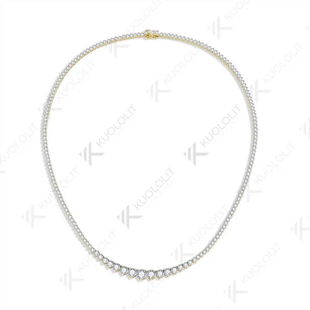 Kuololit-collar de tenis graduado de moissanita para mujer, 8 quilates, oro sólido de 18 quilates, 14 quilates, 10 quilates, para aniversario, compromiso, regalos de navidad