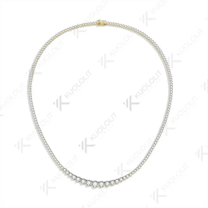 Kuololit-collar de tenis graduado de moissanita para mujer, 8 quilates, oro sólido de 18 quilates, 14 quilates, 10 quilates, para aniversario, compromiso, regalos de navidad