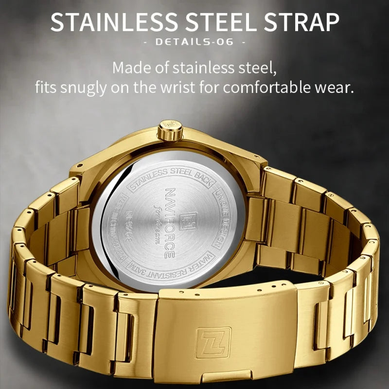 Reloj de cuarzo para hombre NAVIFORCE, original, resistente al agua, reloj de pulsera para hombre, correa de acero, cuarzo, visualización de fecha, luminoso, reloj de moda para hombre