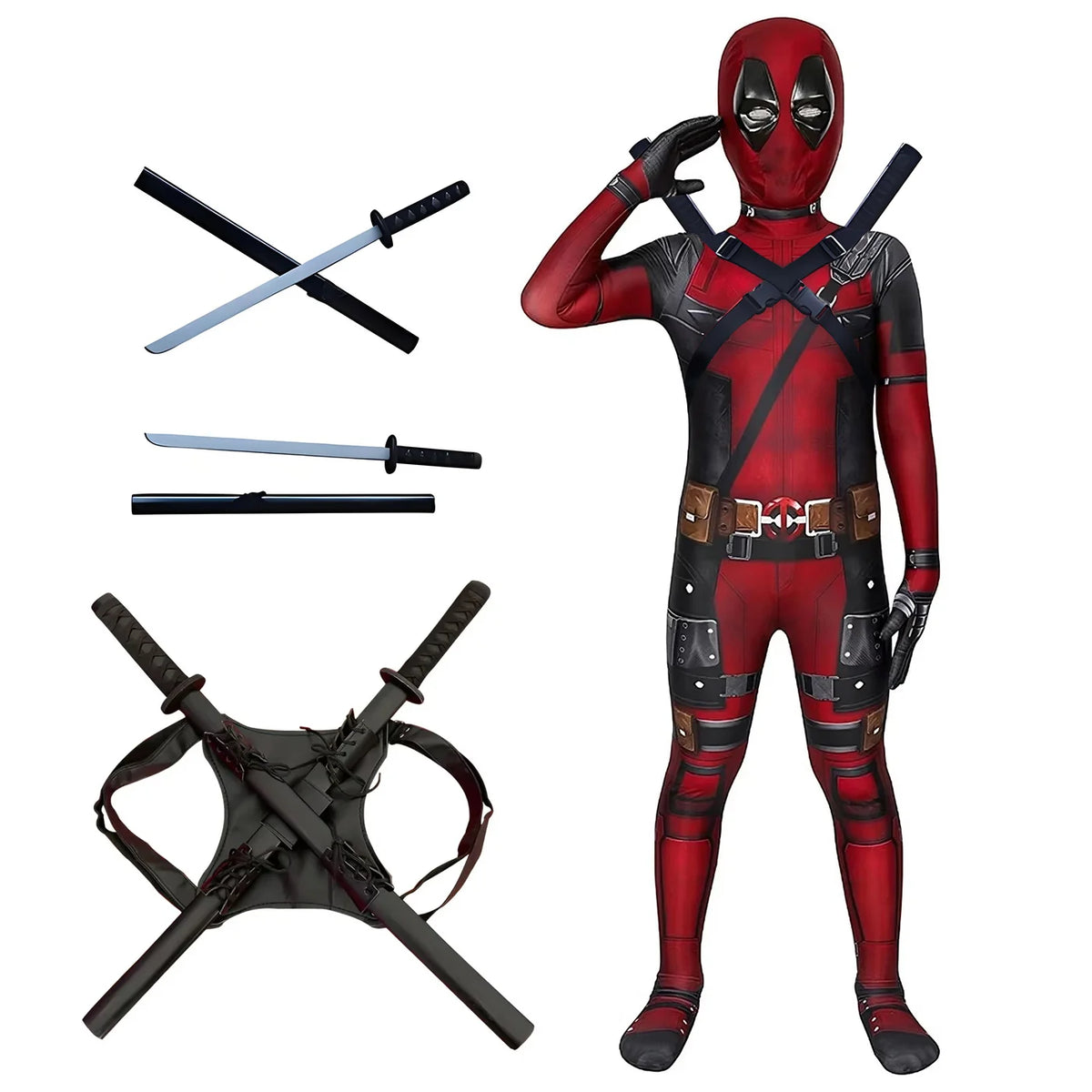 Disfraz de Deadpool de Alta Calidad, Disfraz de Halloween, Traje de Deadpool, Mono de Deadpool, Disfraz para Carnaval, Festival, Regalo, Set con Espada