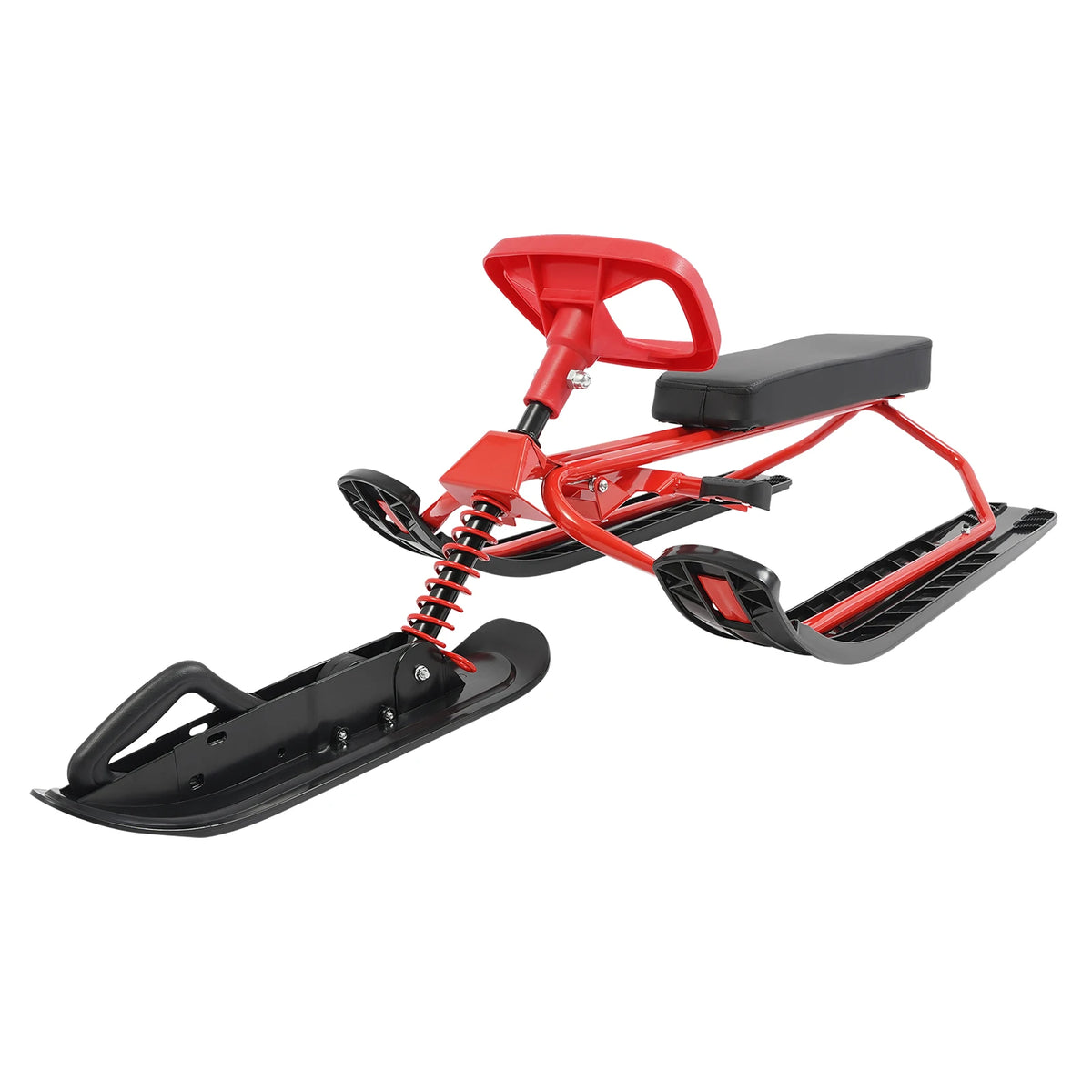 Trineo de Esquí de Invierno con Volante, Tabla Deslizante para Nieve de Alta Resistencia, Capacidad de Carga de 100 kg, Acero al Carbono, PU, para Niños, Adolescentes y Adultos