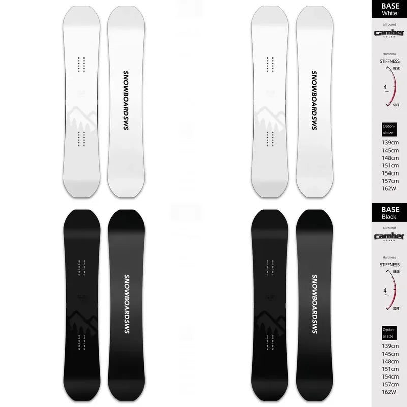 Tablas de Snowboard Personalizadas para Principiantes, Dureza Media, Estilo Libre, Camber, para Todo Tipo de Montaña, Resort, Esquí, Color Blanco
