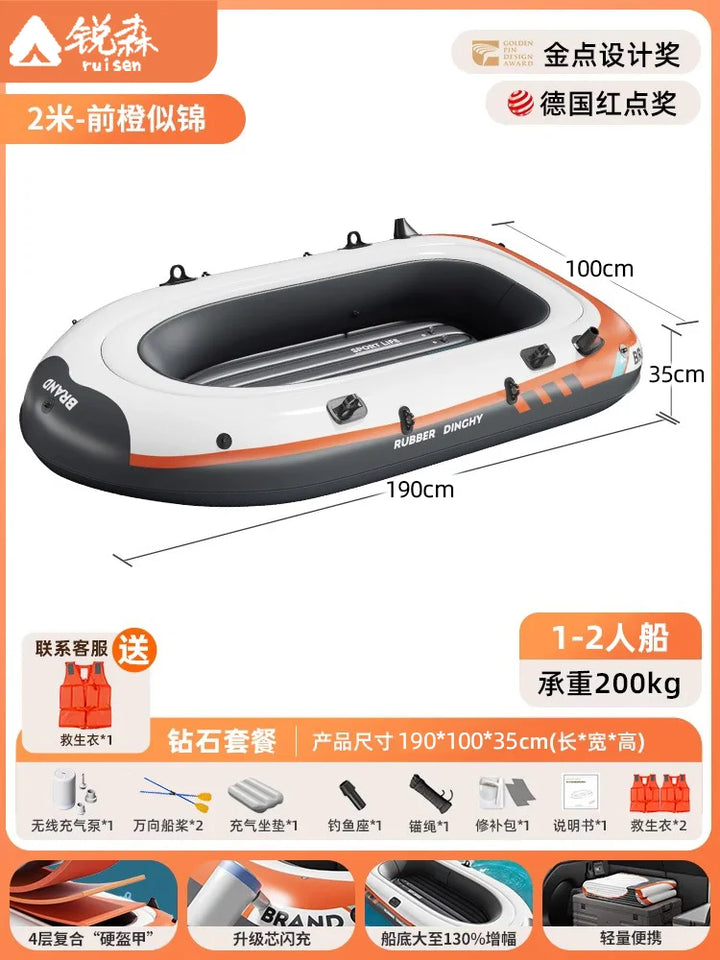 Kayak Inflable, Doble Grosor, Plegable, Portátil, para Pesca, Navegación, Pesca Salvaje, de Goma, Luya