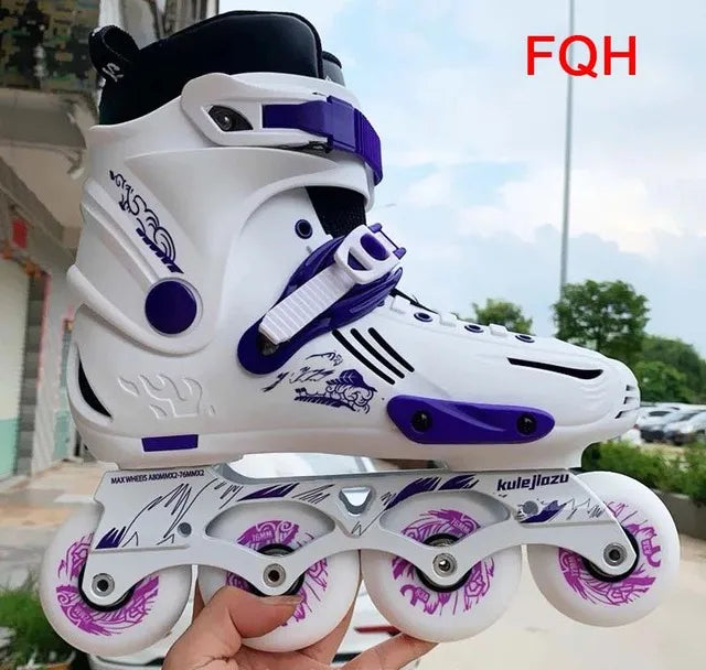 Patines en línea originales de PU para adultos y niños, 4 ruedas, Patines de marco plano para Slalom, deslizamiento, FSK, patinaje de carretera