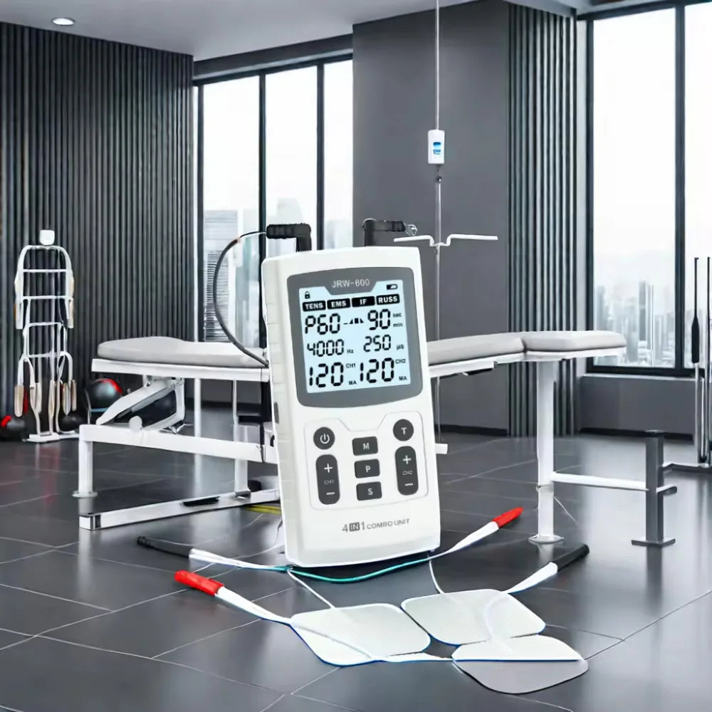 60 modos de masaje 4 en 1 Estimulador muscular eléctrico Combo terapia de fisioterapia 4000Hz EMS IFC RUSS TENS electroestimulador de pulso