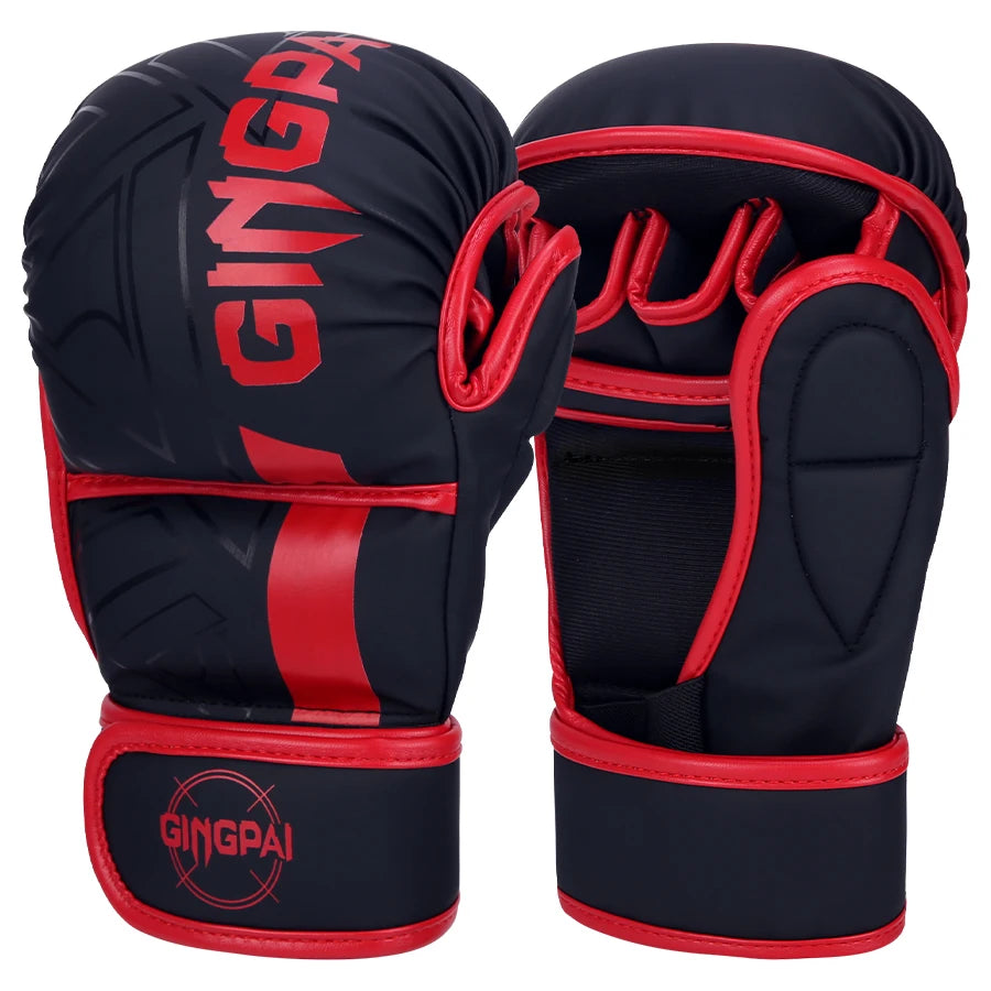 Guantes de Boxeo Profesionales MMA, Medios Dedos, para Saco de Arena, Karate, Muay Thai, Entrenamiento, PU, Adultos y Niños, Equipo de Boxeo Reforzado
