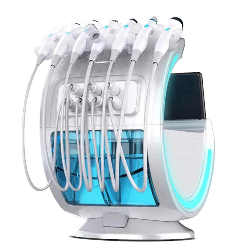 Máquina Hidrofacial Inteligente 7 en 1 Azul Hielo, Profesional y Portátil, Dermoabrasión, Lo Último en Dispositivos de Cuidado Facial para Uso en Salón y en Casa