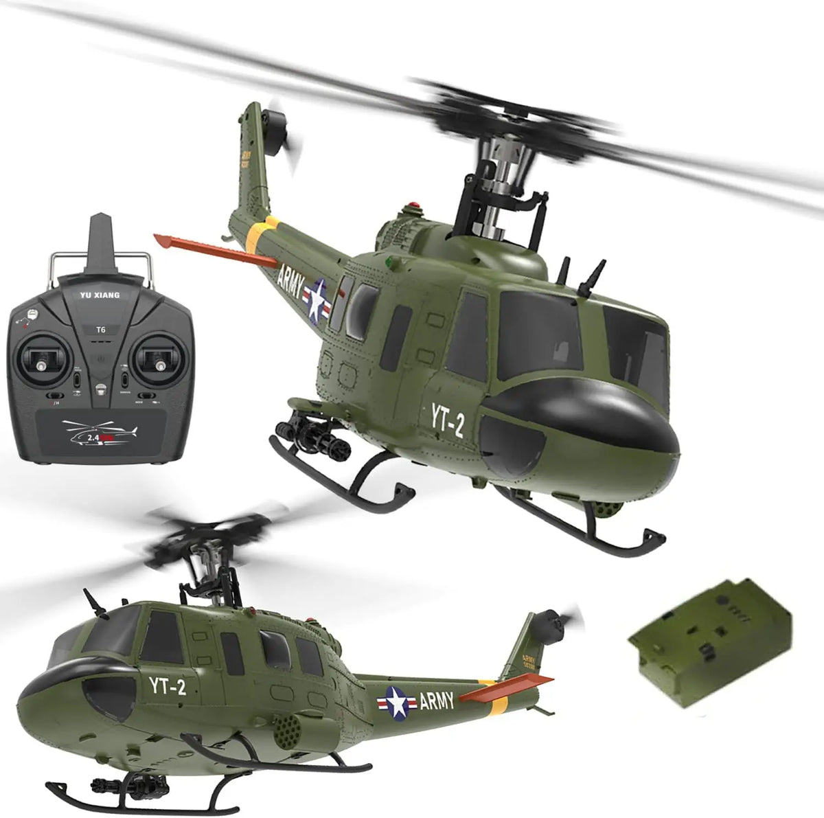 Helicóptero de control remoto F07 UH-1, 2,4 Ghz, 6 canales, RC, helicóptero Heli sin alerón, giroscopio de 6 ejes, mot sin escobillas flotante de altitud