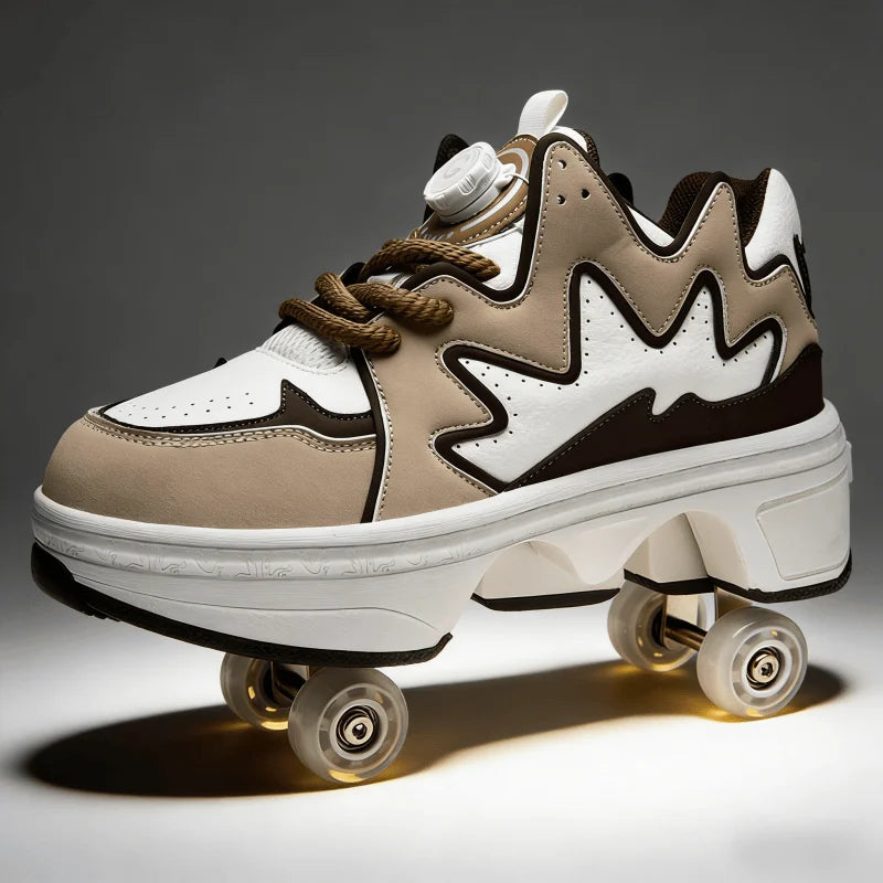 Patinaje con estilo: patines convertibles blancos 2 en 1, que marcan la diferencia en el patinaje y son el mejor regalo para amigos.