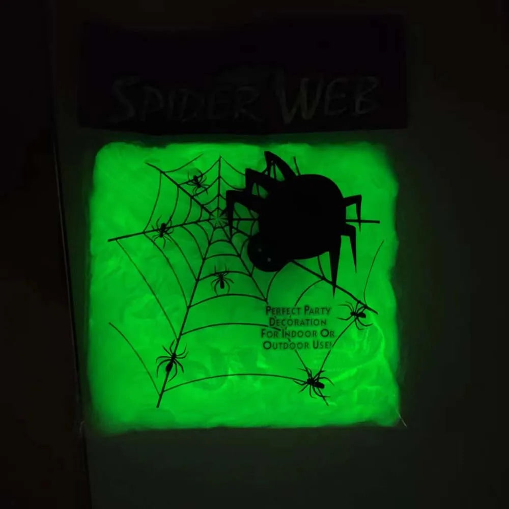 Telarañas fluorescentes que brillan en la oscuridad, decoraciones de Halloween para el hogar, jardín, casa embrujada, decoración para fiestas.