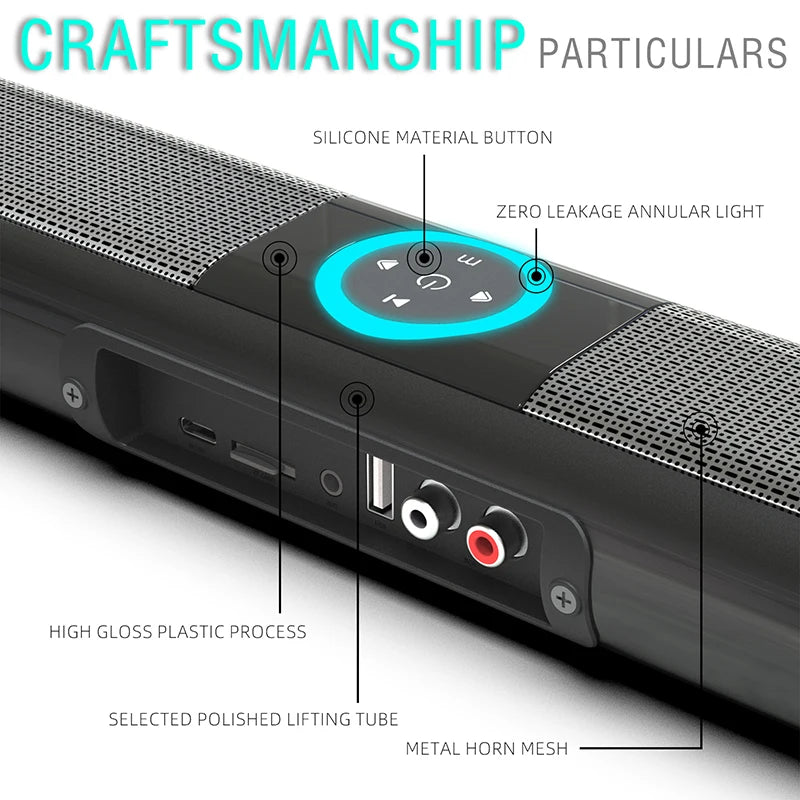 Barra de Sonido Bluetooth para TV, Subwoofer, Música, Radio FM Inalámbrica, Caja de Sonido, Bocina Grande, Bajo, Columna Bluetooth