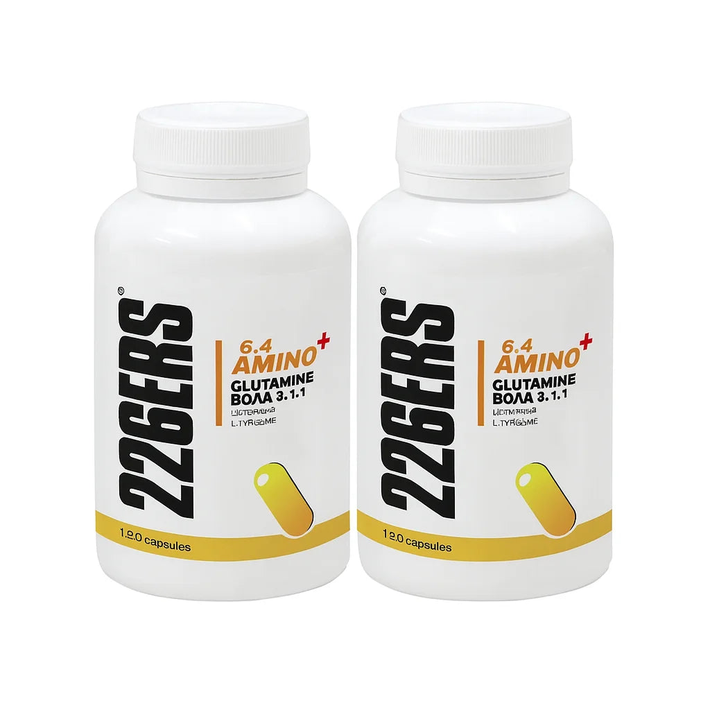 PACK 2UNDS 226ERS 6,4 AMINO + 120UD CAPS: CÁPSULAS DE GLUTAMINA, BCAA, ARGININA Y TIROSINA - SIN GLUTEN - SIN AZÚCAR AÑADIDO