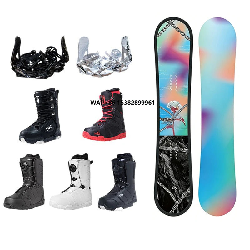Juego de Esquí y Snowboard Fijo para Adultos, Hombres y Mujeres, con Núcleo de Madera de Álamo Thorn Rose, para Parque y Pista de Nieve