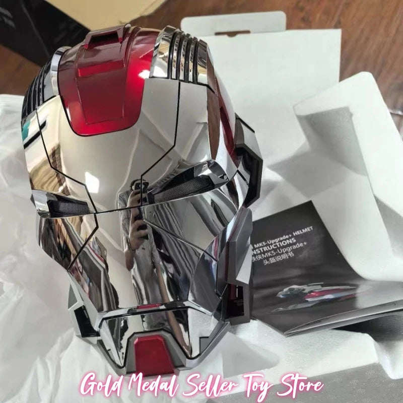 Casco de Iron Man Jarvis Mk17 con control por voz, luces LED, modelo de colección de tamaño real, juguete para adultos, ideal como regalo de cumpleaños o Navidad.