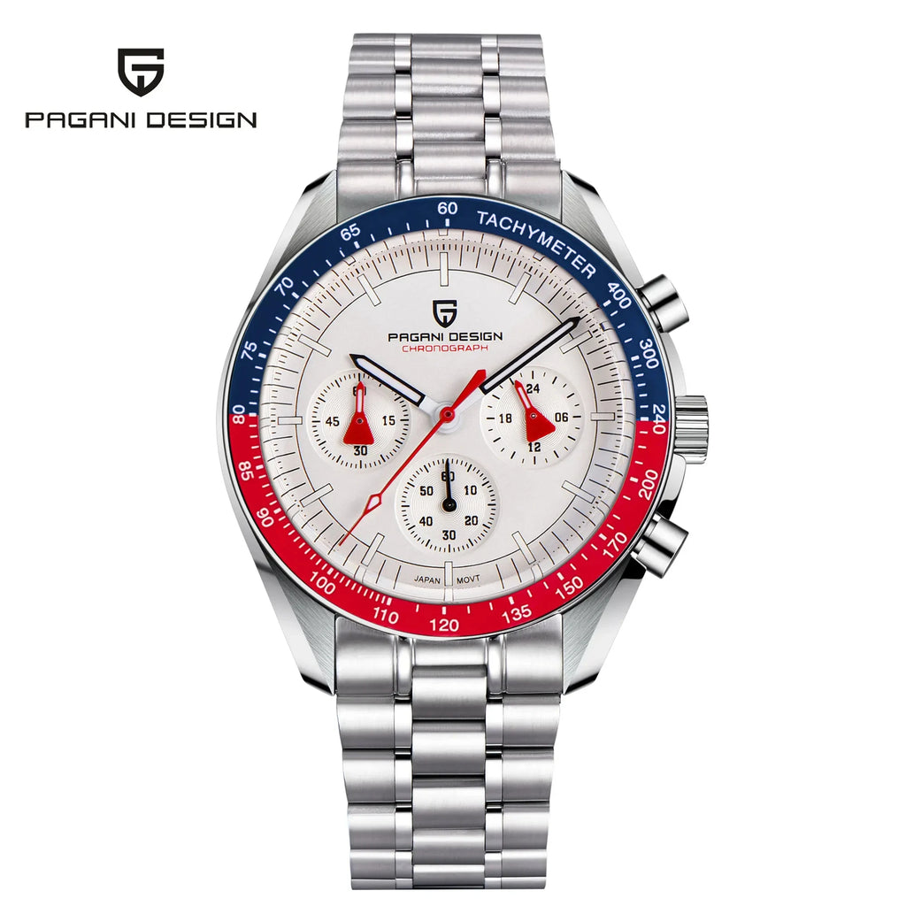 Reloj de lujo para hombre PAGANI DESIGN Moon 2026, cronógrafo de cuarzo, cristal de zafiro AR, mecanismo japonés VK63, reloj deportivo luminoso