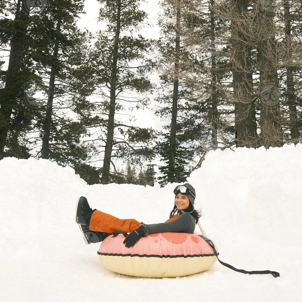 Tubo de nieve inflable, flotador para remolcar en el agua, trineo para deportes de invierno, tobogán para usar en moto de nieve, 48 pulgadas de diámetro, fabricado con material de PVC resistente.