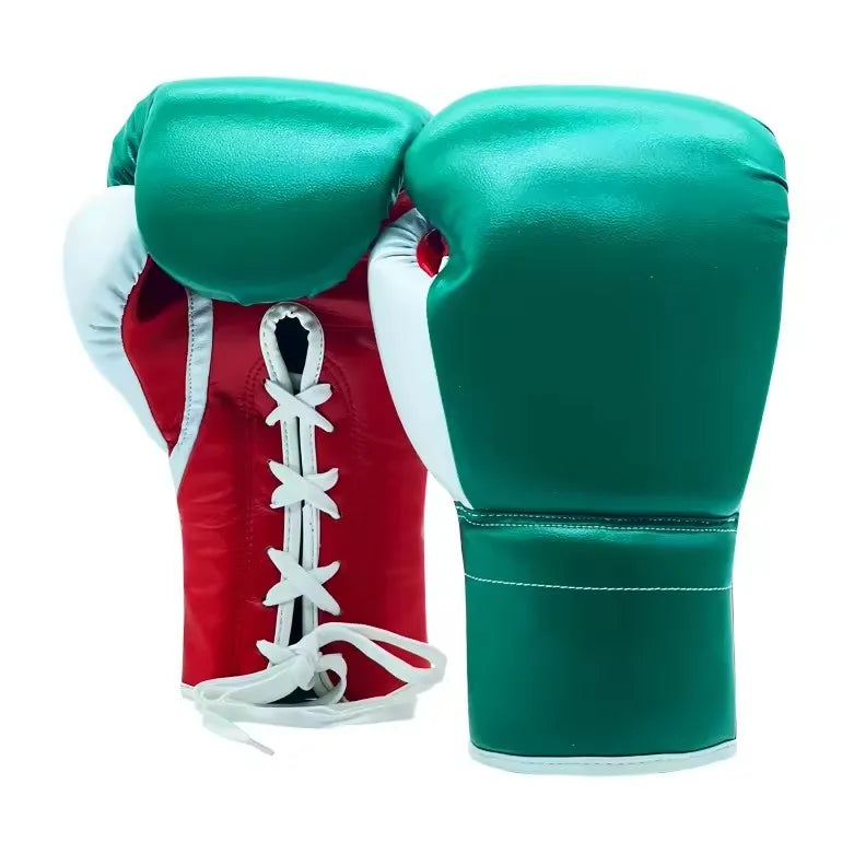 Guantes de Boxeo de Fibra Ultrafina con Cordones y Logotipo Personalizado, 10oz-16oz, Transpirables y Antideslizantes, Adecuados para Boxeo, MMA, Taekwondo y Entrenamiento para Adultos