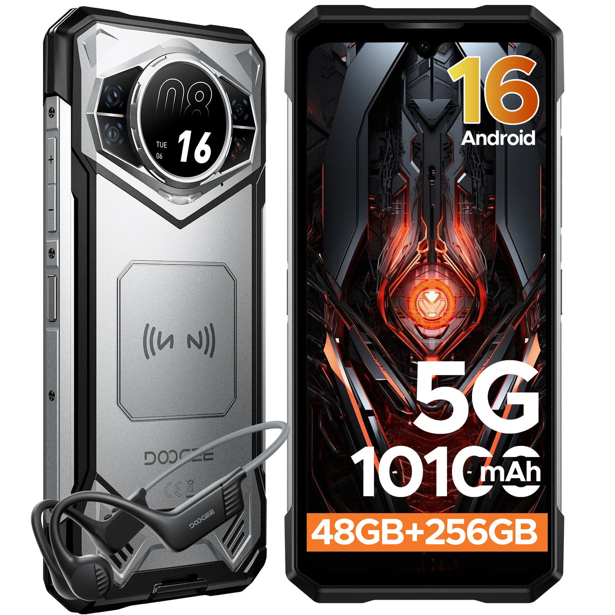 Smartphone ultra resistente DOOGEE S200 VIP Edition 5G, pantalla de 6,72" a 120Hz, 48GB de RAM (12+36), 256GB de ROM, cámara principal con IA de 100MP, batería de 10100mAh, Android 16