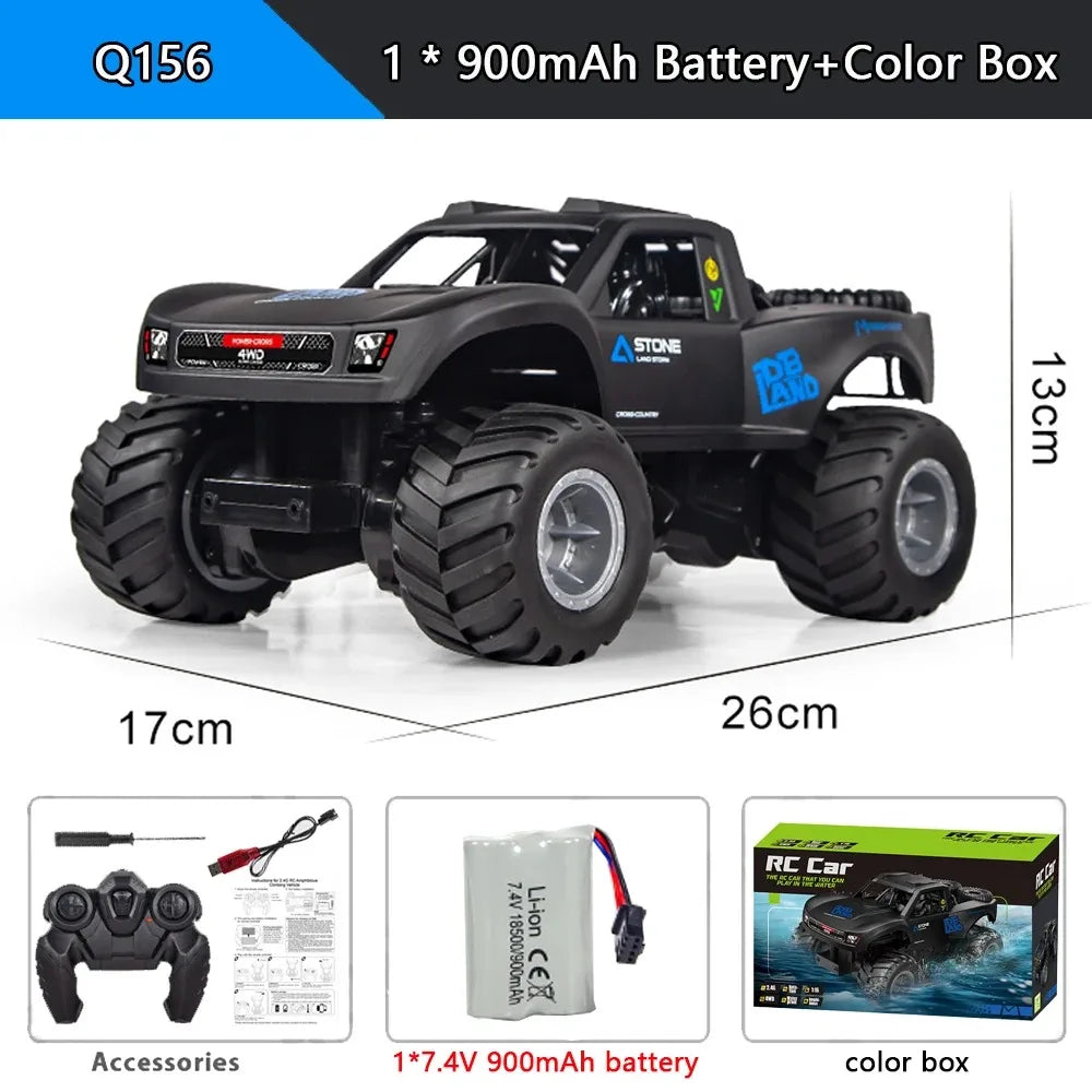 Coche teledirigido anfibio 4WD 2.4G todoterreno resistente al agua, vehículo de escalada JJRC Q156, camión monstruo de drift, juguetes para niños