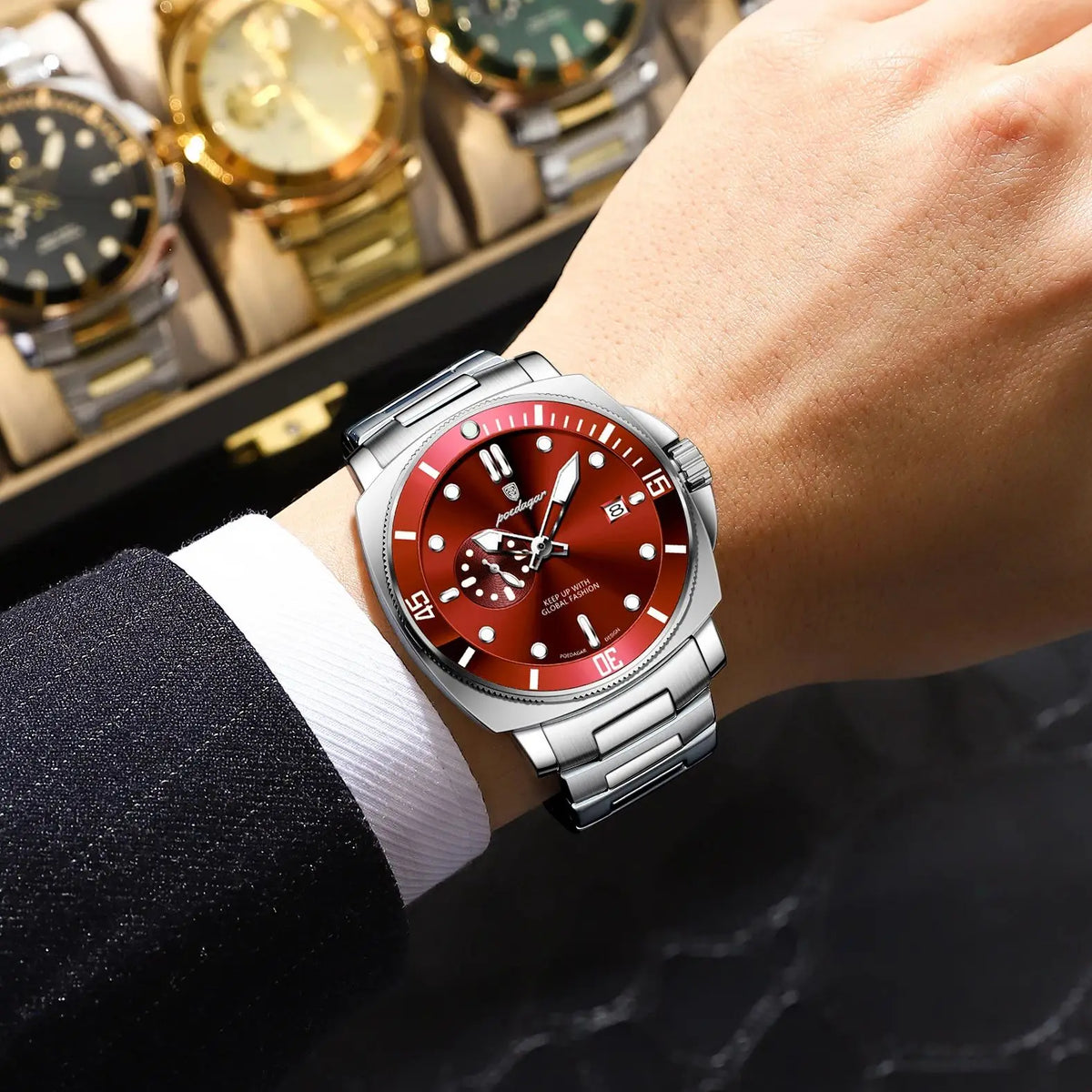 Reloj POEDAGAR de lujo para hombre, moderno, resistente al agua, con fecha, luminoso, de acero inoxidable, reloj de cuarzo para negocios y deportes
