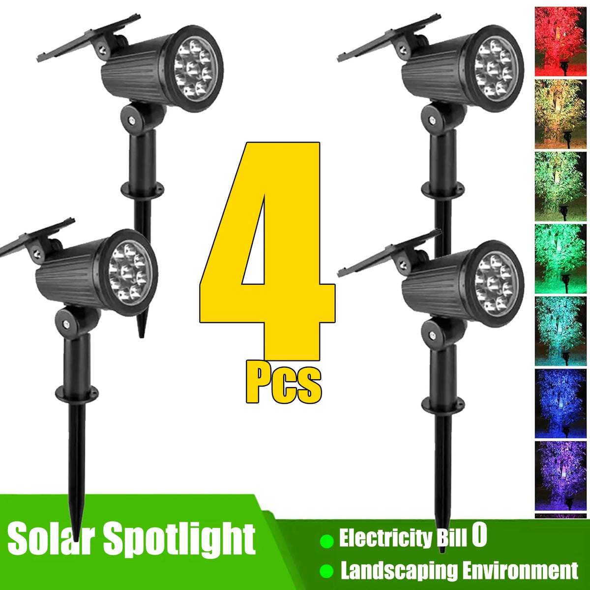 Luces solares de paisaje, foco ajustable de 9 LED para pared o suelo, iluminación exterior impermeable IP65 para jardín, patio y camino, 1-4 unidades