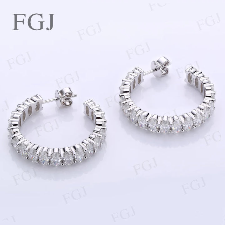 Pendientes ovalados personalizados hechos a mano con moissanita de diamante de laboratorio, diseño único personalizado con joyería elegante atemporal para Navidad