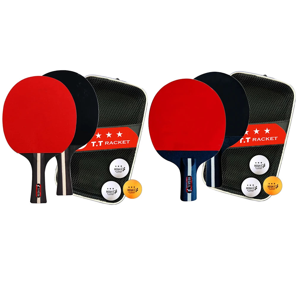 Juego de Raquetas de Tenis de Mesa, 2 Raquetas y 3 Pelotas, Juego de Ping Pong Profesional para 2 Jugadores con Bolsa para Torneos