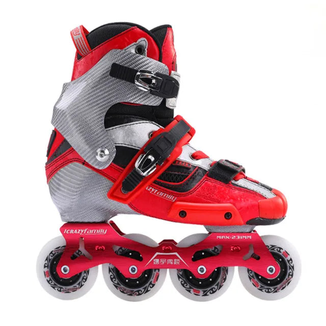 Patines de ruedas de velocidad en línea de fibra de carbono originales CRAZY con ruedas de 3x110mm 85A, zapatos de patinaje profesionales para niños y adultos
