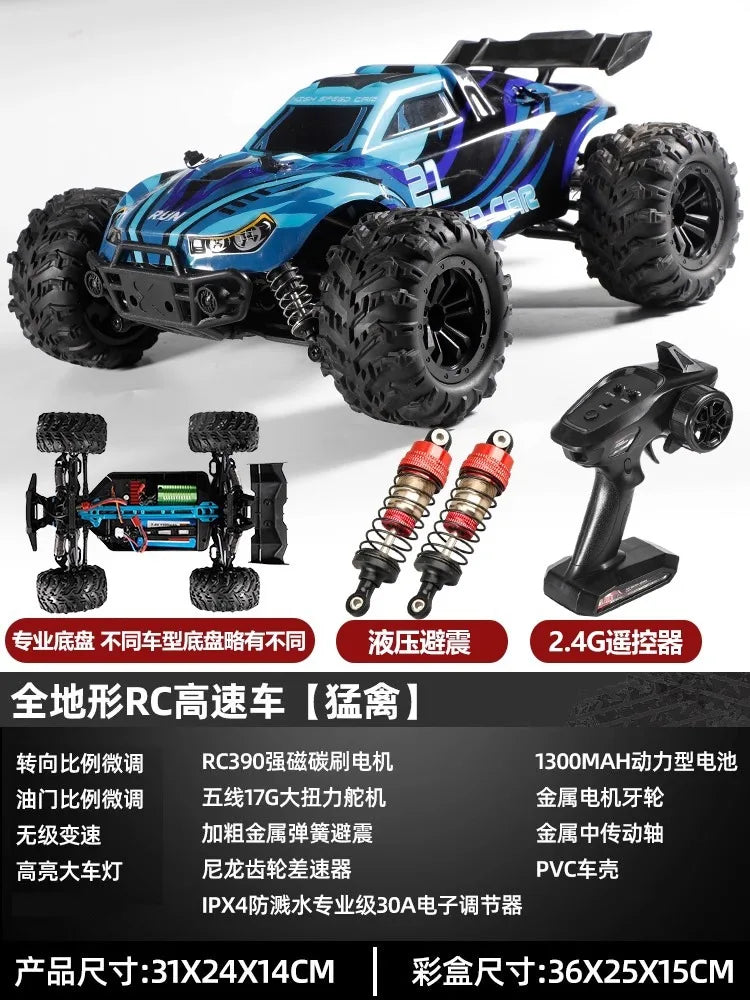 Coche de Carreras RC sin Escobillas de Grado Profesional, Vehículo Todoterreno de Alta Velocidad 4WD, Coche de Control Remoto para Aficionados, para Adultos y Niños