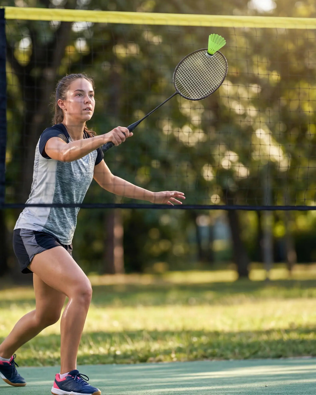 Juego de red de bádminton y pickleball ajustable en altura de 5,1 m – Portátil con bolsa, incl. 2 raquetas, 2 palas, 3 pelotas – Ideal para jardín, playa y actividades al aire libre