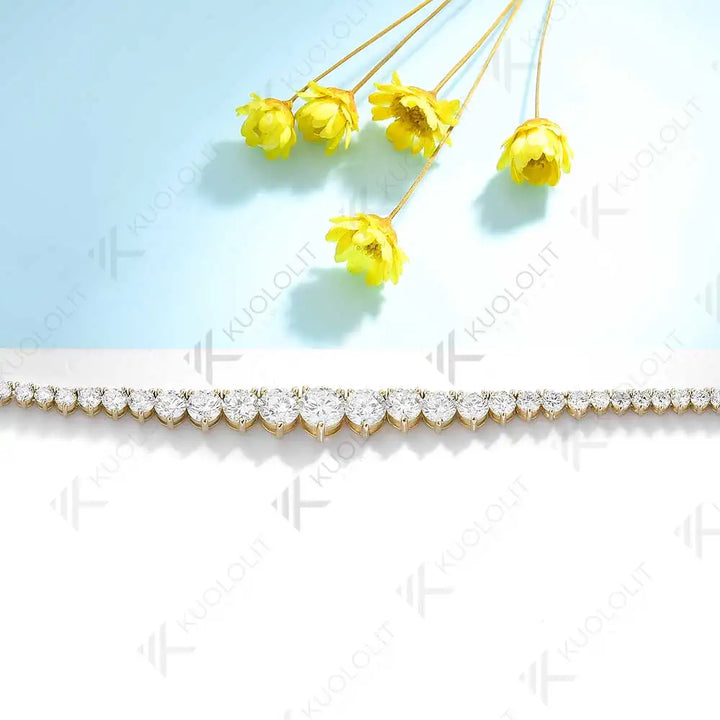 Kuololit-collar de tenis graduado de moissanita para mujer, 8 quilates, oro sólido de 18 quilates, 14 quilates, 10 quilates, para aniversario, compromiso, regalos de navidad