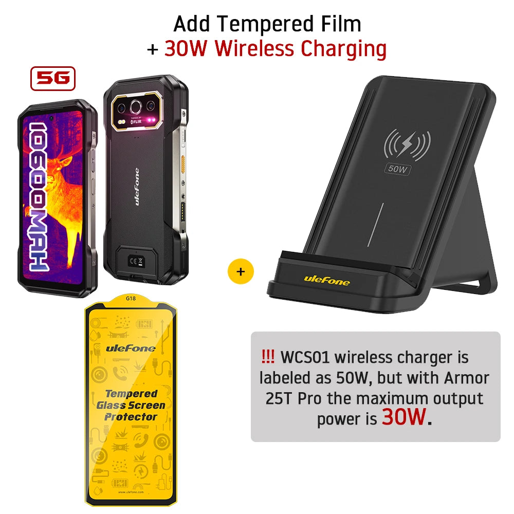 Ulefone Armor 27T Pro+ 5G 10600mAh 64MP Visión Nocturna Hasta 24GB+256GB Smartphone Robusto Android 15 6.78" 120Hz LCD