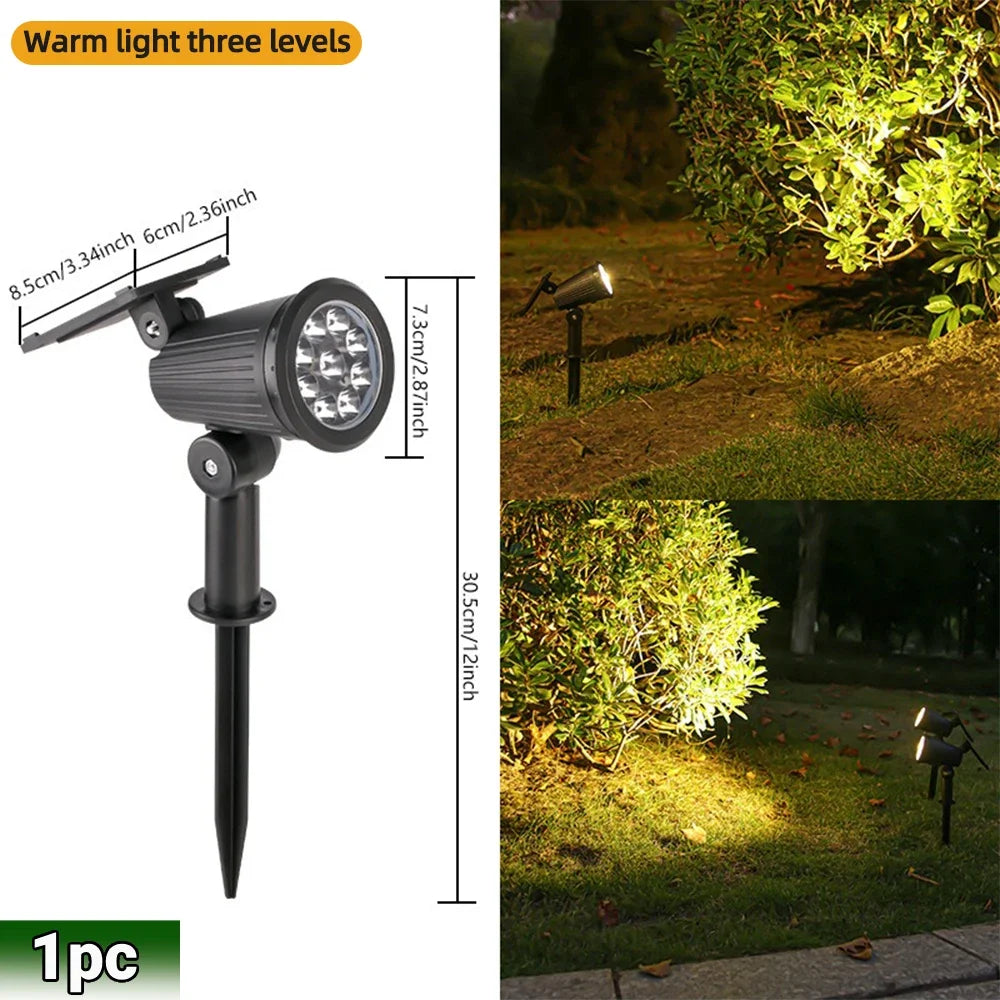 9 focos solares LED, impermeables IP65, luces solares RGB para exteriores, brillo ajustable para jardín, patio y palmeras